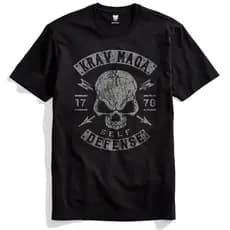 Camiseta Krav Maga Skull Defense Prata MMA Luta Fight