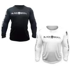 Camiseta Black Skull Original Manga Longa Dry Fit Sports Luta Nutrição Camisa Treino Academia