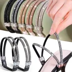 renda de sapatos salto alto sandalia brilho strass cinto feminino alças elástico segura tornozelo