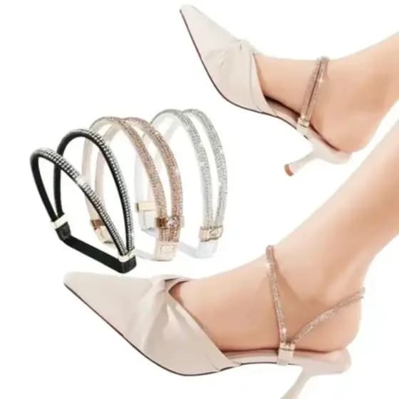 Cinto feminino elástico De Sapato Salto Alto Para Mulheres, Cadarço De Strass brilhoso