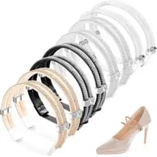 cinto brilhante prateado feminino para sapatos salto alto fivela dourada regulável elástico strass