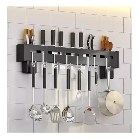Suporte utensílios cozinha 10 ou 6 ganchos cinza parede porta concha espátula colher