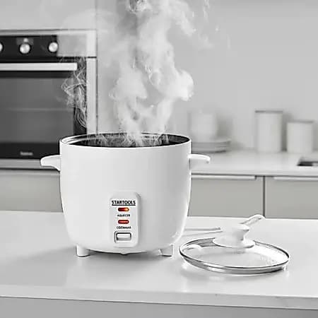 Panela arroz elétrica 1,3L 220V branca vapor cozimento rápido arroz legumes aquecer cozinha