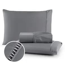 Kit Lençol Casal 03 Peças Jogo de Cama Com Elastico Fronhas em Ponto Palito 400 fios Toque Macio