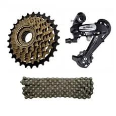 Câmbio Traseiro 7v + Catraca 7v Bike + Corrente 7v Bicicleta Oferta
