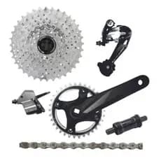 Kit 9v Relação Cassete 11-42d Pedivela Mov Câmbio Alavanca Oferta