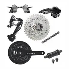 kit grupo 27v Corrente 9v cambio traseiro 9v k7 9v pedivela