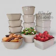 Kit tapoer 10 potes ovais de plástico, potes para cozinha, vasilhas herméticas