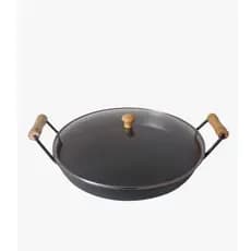 Disco de Arado Tacho 33 cm Diâmetro Bifeira Chapa Aço com Alças e Tampa de Vidro Médio