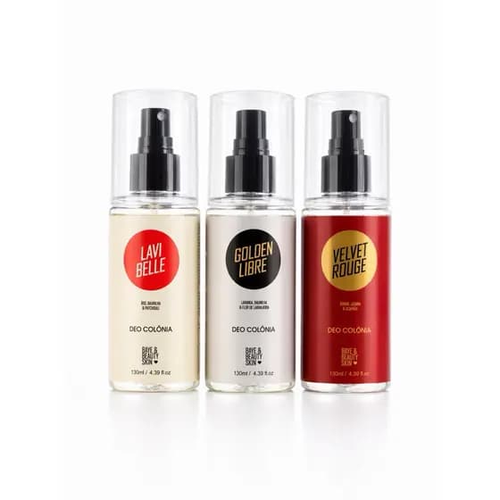 KIT TRIO DEO COLÔNIA 130ML ELEGÂNCIA DOÇURA PODER FRAGRÂNCIAS FEMININAS ENVIO IMEDIATO PREMIUM