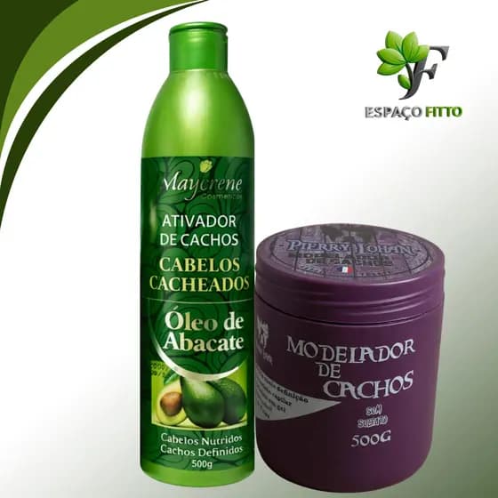 kit ativador de cachos Abacate maycrene + modelador cachos pierry lohan