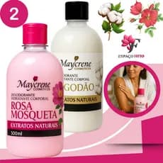 kit dois desodorante hidratante maycrene rosa mosqueta + algodao 500ml