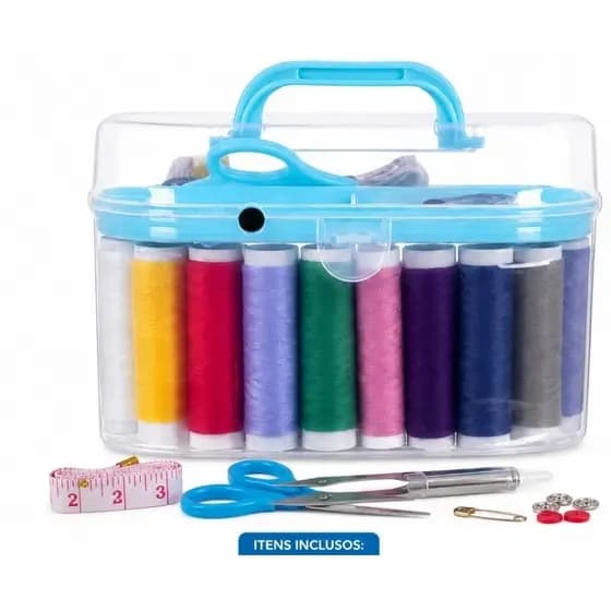 Mini Kit de Costura Completo Portátil Estojo Organizador com Linhas Agulha Tesoura Costura Viagem Emergência