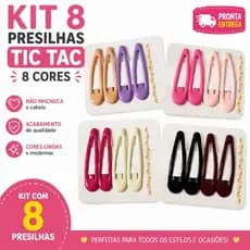 Kit 8 Presilhas Tic Tac Coloridas Infantil Feminina Cabelo Sem Machucar Coloridas Moda