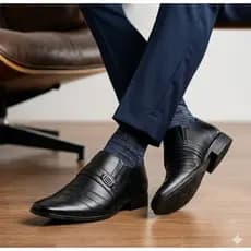 Sapato Social calce Facil  Mocassim Reunião trabalho Masculino de Calçar Fivela Couro Ecologico Casual Preto Marrom
