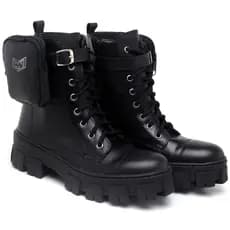 Bota Feminina Tratorada Blogueira Off White  E Preto Com e sem Bolsinha