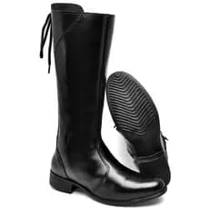 Bota Montaria Feminina Cano Longo Alto Lançamento Cadarço Ajustável Boiadeira Country Rodeio Inverno Salto Baixo