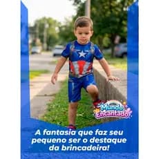 FANTASIA CAPITÃO AMÉRICA INFANTIL SUPER HEROI CRIANÇA