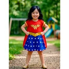 Fantasia Mulher Maravilha infantil Menina Vestido Herói Feminino Infantil Barato