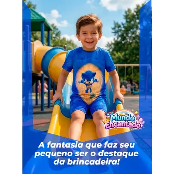 Fantasia Sonic Infantil Menino Barato Festa Criança