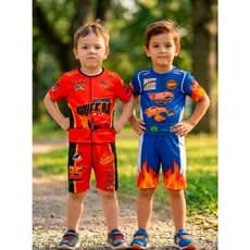 Kit 2 Fantasias Infantil Piloto Mcqueen Hotwheels corrida Criança Menino