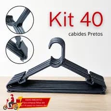 Kit 40 Cabides Adulto Preto Reforçado Direto do Fabricante