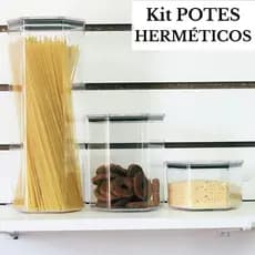 Kit 6 Potes Herméticos em Acrilico Organizadores de Alimentos 1 Grande 1 Médio e 4 Pequenos