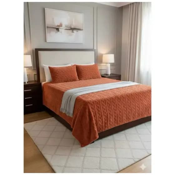 Colcha Aconchego Premium Toque Suave e Otimo Caimento 3 Pçs Queen 2,40 x 2,60 com fronha