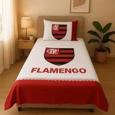 Jogo Lençol Solteiro 1,40 x 2,20 Personalizado Time de Futebol Com Fronhas Jogo de Cama Torcida Brasileirão Sem Elástico