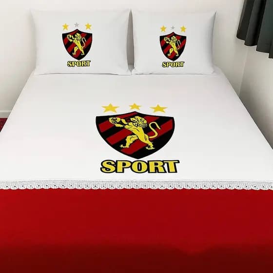 Jogo Lençol Cama  Casal e Solteiro lençol do Sport Recife Lençol de Time com Fronhas Com Bico, Envio Imediato!!!