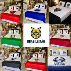 Lençol Cama Casal Time de Futebol Pintado 2,00 x 2,20 mt 2 Fronhas 0,50 x 0,70 Jogo de Cama Personalizado Torcida