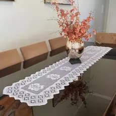 Caminho De Mesa Jantar Trilho De Mesa De Renda Branca 1,40 X 0,40 Toalha de Mesa 6 ou 8 Cadeiras 6