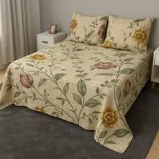 Colcha Para Cama Casal Box Piquet Estampada 100% Algodão  Kit 3 Peças