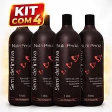 Kit 4 Marroquina Semi Definitiva Profissional  1000ml Óleo de Argan Liso Absurdo Alisa 100%
