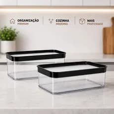 Kit 2 Potes Herméticos Helsim Porta Pão Porta Bolo  Helsim Tampa Vedação Empilhável Premium