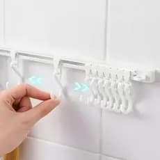 Suporte Para Pendurar Utensílios De Cozinha Com Ganchos Deslizantes Organizador Adesivo Concha Escumadeira