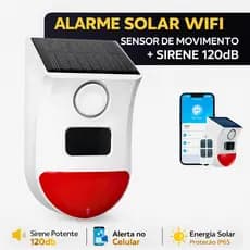 Alarme Solar WiFi Sensor de Movimento Sirene 120dB IP65 Segurança Residencial Comércio Externa Portão Garagem