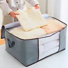 Organizador de Roupas Edredom Cobertor 60L 1 ou 2 Unidades Dobrável Guarda Roupa Closet Cinza