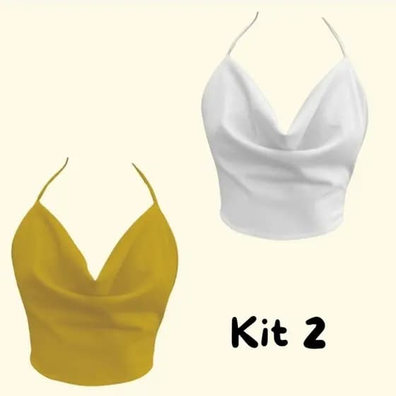 Cropped Frente Única Gola Boba Kit com 2 unidades