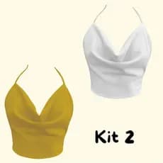 Cropped Frente Única Gola Boba Kit com 2 unidades