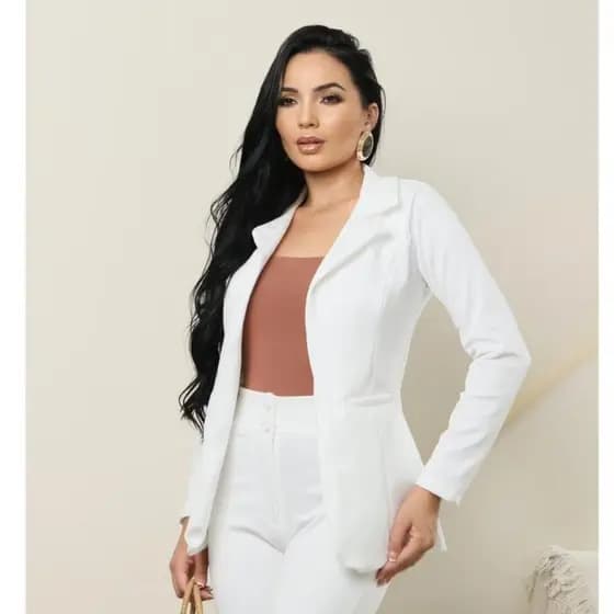 Blazer Social Feminino Acinturado Ponto Roma Casual - Para Primavera/Outono P/M/G/GG
