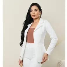 Blazer Social Feminino Acinturado Ponto Roma Casual - Para Primavera/Outono P/M/G/GG