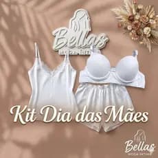 Kit Dia das Mães | BabyDoll Leve e Suave | Sutiã Branco Básico | Sutiã de Microfibra | Pijama Liganete | Alça Reguladora