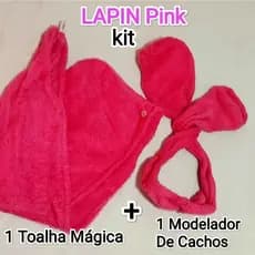 Kit Lapin Pink  01 Modelador + 01Tolha Mágica Tenha Cachos sem fote de Calor