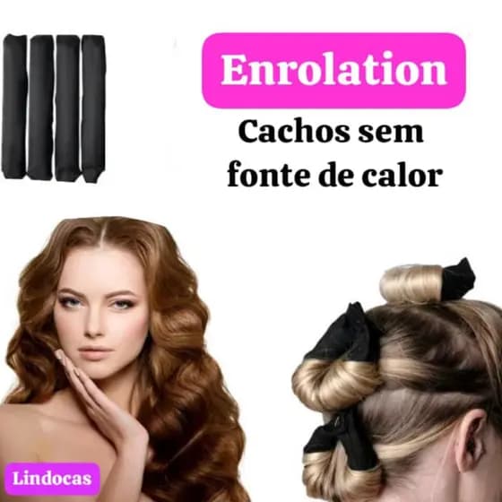 ENROLATION Bigudinho de cetim seus Cachos sem fonte de calor 4 Unid