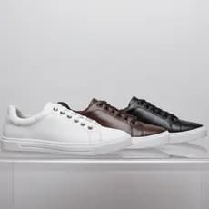 Kit 3 Pares Tênis Masculino Casual Preto Branco Marrom Confortável Sapatenis Esporte Fino Couro