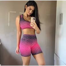 Top e Short Meia Coxa Conjunto Fitness Roupa de Academia Moda Feminina