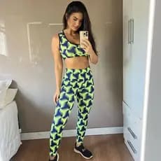 Conjunto Fitness Roupa de Academia Top e Legging Moda Fitness Feminino Zero Transparência
