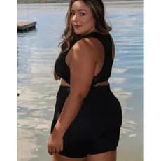 Top e Short Meia Coxa Plus Size PRETO E ESTAMPADO