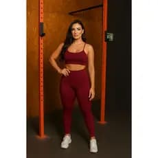 Conjunto Academia Top Alça e Legging Cintura Alta com Compressão Moda Fitness